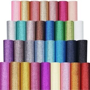 32pc Glittery Faux Leather fabric sheets